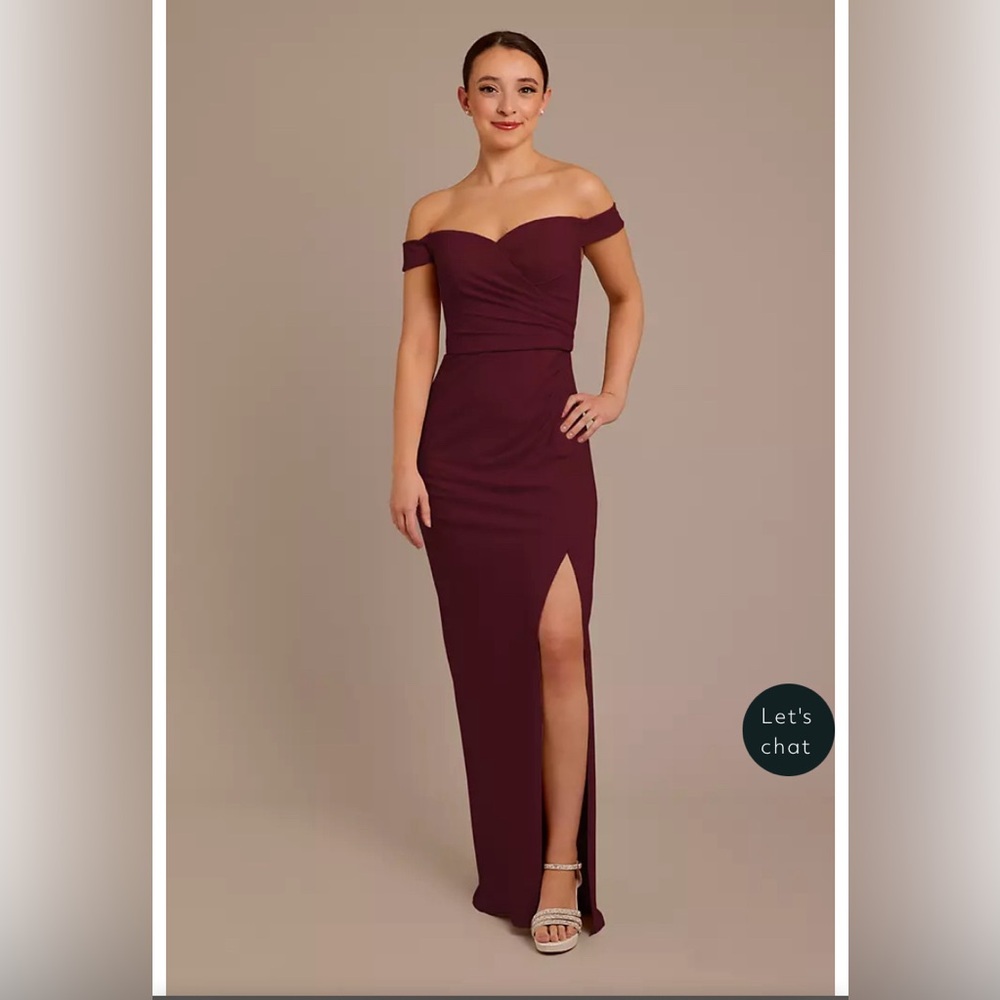 David’s Bridal Structured Crepe Off-the-Shoulder Dress